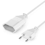 deleyCON 3,0m Rallonge Câble Euro Électrique Type C Fiche Euro Prise vers Type-C Euro Jack TV PC Moniteur Lampes Beamer Appareils Ménagers - Blanc