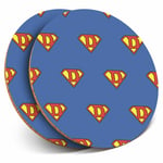 2 x Coasters - Super Dad Daddy Father's Day Hero Home Gift #8510