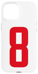 iPhone 15 Number 8 in Red printed both sides Case