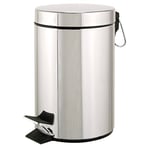 axentia Pedal Bin Waste Bin with Plastic Insert, Kitchen and Household Waste Bin, Pedal Bin with 5 Litre Capacity, size approx. 20 x 20 x 29 cm, Bin Made from Stainless Steel,