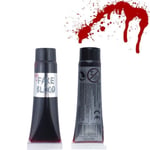 2 Pack FAKE BLOOD Halloween Red Vampire Zombie Make Up Fancy Dress Wound V00 295