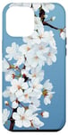 iPhone 13 Pro Max Japanese White Cherry Blossom Sakura Flower Blue Background Case