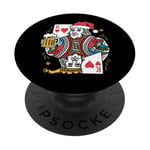 King Of Hearts With Beer - Vintage Card Game Beer Lover PopSockets Adhesive PopGrip