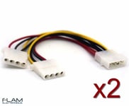 2x Cable Adaptateur doubleur MOLEX 20cm Molex male / double female plug splitter