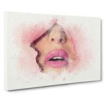 Pink Lips Breaking Through in Abstract Canvas Print for Living Room Bedroom Home Office Décor, Wall Art Picture Ready to Hang, 30 x 20 Inch (76 x 50 cm)