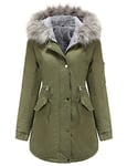 Tuopuda Manteau Femme Hiver Veste Polaire Chaud Parka Manches Longues Blouson Zippée À Capuche Hooded Coat Sweat-Shirts Outercoat avec Poches, Vert, L