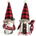 D-FantiX Large Christmas Gonks Decorations, 2 Pack Handmade Tomte Swedish Gonk Scandinavian Figurine Nordic Gnomes Plush Christmas Elf Doll Xmas Joy Decor Ornaments Home Decor Valentines Day Gift