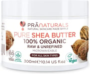 PraNaturals 100 Organic Shea Butter 300ml Pure Raw Unrefined A Grade African Ivo