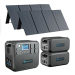BLUETTI Générateur Électrique Portable AC200MAX,2 Batteries d'Extension B230,4 Prises CA 2200W,avec 2 Panneaux Solaires PV350 350W