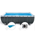 Kit piscine tubulaire Intex Ultra XTR Frame rectangulaire 5,49 x 2,74 x 1,32 m + Bâche à bulles + Pompe à chaleur