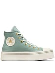 Converse Womens Modern Lift Stitch Sich High Tops Trainers - Off White, Off White, Size 3, Women