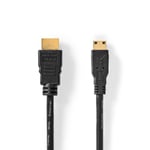 HDMI til Mini HDMI Kabel med Ethernet – 2 Meter, Nikkelbelagt