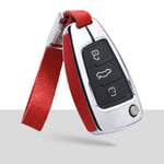 BTOEFE Car Accessories Car Key Case Cover,For Audi A1 A3 A3 8P 8L 8V S3 RS3 Q3 Q7 S3 TT Zinc Alloy+Suede Fur Fob KeyChain For Car Key-A-red keychain 2