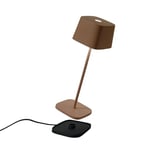 Zafferano, Lampe Ofelia, Lampe de Table Rechargeable et Sans Fil avec Contrôle Tactile, Utilisable également comme Lampe d'Extérieur, Dimmer 2200-3000 K, Hauteur 29 cm, Couleur Corten