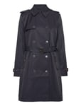 Lauren Ralph Lauren Double-Breasted Cotton-Blend Trench Coat Marinblå