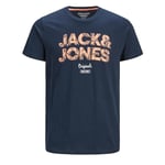 Jack & Jones JACK&JONES Mens casual cotton t-shirt crew neck, short sleeves - Navy - Size X-Small