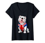 Womens English Bulldog Boys Kids Gifts England Flag V-Neck T-Shirt