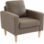 Sweeek - Fauteuil scandinave en tissu marron - Bjorn - Canapé 1 place fixe droit pieds bois