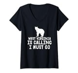 Womens West Virginia Is Calling And I Must Go US State Home USA WV V-Neck T-Shirt