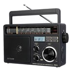 Retekess TR618 Poste Radio Portable, Radio Pile et Secteur, Transisitor FM AM SW, Lecteur MP3 USB SD TF, Prise de Casque, pour Personnes Âgées (Gris Foncé)