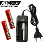 2 PILE ACCU BATTERIE RECHARGEABLE 18650 3.7V 6800mAh Li-ion + CHARGEUR " CHARGE RAPIDE "