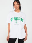 Everyday Los Angeles Tennis Club Slogan T shirt - White, White, Size M, Women