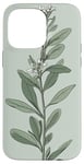 iPhone 14 Pro Max Leaves Botanical Plant Line Art Sage Green Wildflower Floral Case