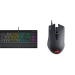 Corsair K55 RGB PRO Wired Membrane Gaming Keyboard QWERTY, Black & Harpoon PRO RGB, FPS/MOBA Optical Gaming Mouse - Black