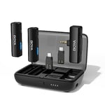 Boya Link 3-en-1 Micro Cravate sans Fil, [Certifié MFi] Micro iPhone avec Annulation de Bruit et Boîtier de Charge,Transmission de 100M Autonomie de Batterie de 30h, pour Caméra iPhone Android PC