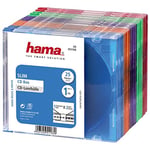 Hama Boîtier "Slim" (pour CD et disques Blu-ray, ultra mince, avec une feuille pour la couverture, lot de 25) Transparent/Bleu/Orange/Vert/Rouge/Violet