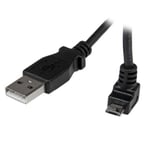 StarTech 1m Micro USB Cable Cord - A to Up Angle Micro B - Up Angled Micro USB Cable - 1x USB A (M)  1x USB Micro B (M) - Black (USBAUB1MU) -