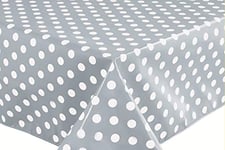 Home Direct Rectangular Oilcloth PVC Wipe Clean Tablecloth Table Cover 140cm x 200cm 55x78 Polka Dot Grey Light