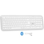 Bluestork - KB Mac Wireless - Clavier sans Fil Blanc AZERTY pour Mac - Clavier Bluetooth pour Mac Rechargeable USB-C, Design Ultra Fin Ergonomique, Touches Silencieuses, Autonomie 90h - Mac & Ipad