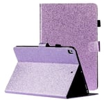 iPad 10.2" (2021 / 2020 / 2019) Glitter Deksel m. Stativfunksjoner & Kortholder - Glitter Purple