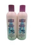 2x Aussie MIRACLE MOIST Shampoo 250ml Each, with Macadamia Nut Oil, for dry hair