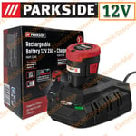 Parkside 12V 2Ah Battery and Charger For Cordless Drill Multi Tool Sander Jigsaw