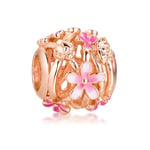 BAKCCI 2020 Spring Openwork Pink Daisy Flower Bead 925 Silver DIY Fits for Original Pandora Bracelets Charm Fashion Jewelry