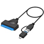 Usb 3.0 Type C Vers Sata Iii,Adaptateur De Disque Dur Usb C Vers Sata Iii,Super Speed 5Gbps,Type-C Vers Sata Disque Convertisseur Cable Adapter Pour 2.5""Ssd/Hdd (Supporte Uasp Sata Iii)