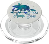 Mama Bear Deux oursons sur un blanc bleu sarcelle, violet PopSockets PopGrip pour MagSafe