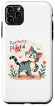 Coque pour iPhone 11 Pro Max Chat gris mignon jouant avec l'art du papillon