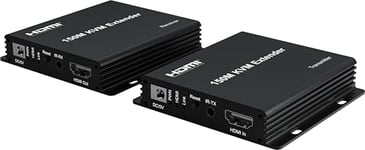 PremiumCord Extender KVM HDMI Jusqu'À 150 m Via Un Câble Cat5E/Cat6, Full HD 1080p, 1 Gbit/s, Boîtier Métallique, Noir