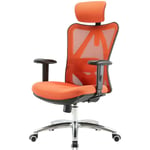 HHG - Chaise de bureau sihoo Chaise de bureau, ergonomique, charge max. 150kg, sans repose-pieds, orange