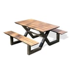 Table de jardin rectangulaire - 4/6 places - Aluminium et plateau effet bois - Anthracite - VANCOUVER  