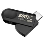 EMTEC - Clé USB 3.2 Type-C Single C280 ECMMD256GC283 - Flash Drive Compatibilité Universelle USB 3.2 - Lecture 80Mo/s, Écriture 20Mo/s, Eco Design, 256Go/GB