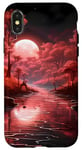 Coque pour iPhone X/XS Pin Tree Autumn Night Forest Scène