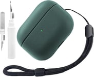 Coque Compatible avec AirPods Pro 2ème génération avec kit de Nettoyage, étui de Protection pour Apple Airpods Pro 2 avec dragonne, étui en Cuir au Toucher pour Airpods Pro 2 (Vert foncé)