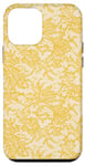 Coque pour iPhone 12 mini Dentelle jaune vintage avec fleurs