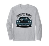 Vintage Skeleton Car Drive Into The Night | Spooky Halloween Long Sleeve T-Shirt