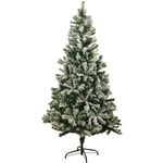 La Boutique De Noel - Sapin de Noël artificiel vert enneigé blanc Blooming - Arbre pour décoration de Noël avec support métallique