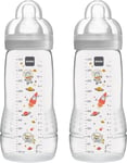 MAM Easy Active Baby Bottle with Fast Flow MAM Teats Size 3, Twin Pack of Baby